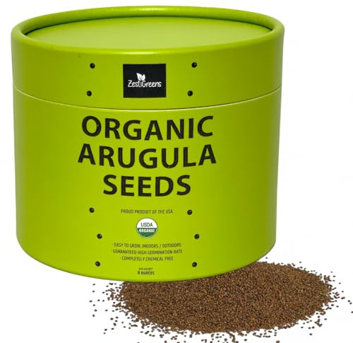 Arugula Seeds for Microgreens – 8 oz. | Non-GMO, Heirloom, Chemical-Free, USA-Grown | Fresh, Flavorful & Easy to Grow | Packaged in Food-Grade Container with Lid for Freshness & Easy Scooping