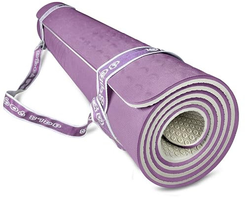 JELS Pro Yogamatte, extra breit, Premium-TPE, 10 mm, bequeme und dicke Trainingsmatte mit Tragegurt, ideal für Yoga, Pilates, Aerobic und Live-Streaming-Workouts (183 x 81 x 12,7 cm), Violett-Grau
