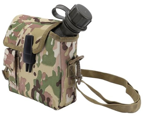 Bewinner Borraccia da Esterno - Borraccia Portatile da 1,5 Litri con Borraccia da Campeggio Piatta Multifunzionale per Eccedenze Militari o Attrezzatura Bushcraft (CP)