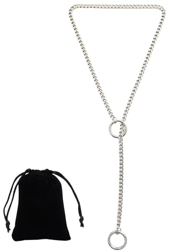 TJUSPIRIT Edelstahl Slip Chain Choker Kette Damen Schlupfkette O-Ring Slip Chain Punk Gothic y2k Lariat Y Halskette PU Lederhalsband Halskette 60CM Länge