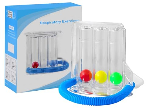 Esercizio Respiratorio per Polmoni, Esercitatore per la Respirazione, Ginnastica Respiratoria, Esercitatore di polmono, Spirometro Incentivante con 3 Palline, Sistema di Misurazione del Respiro