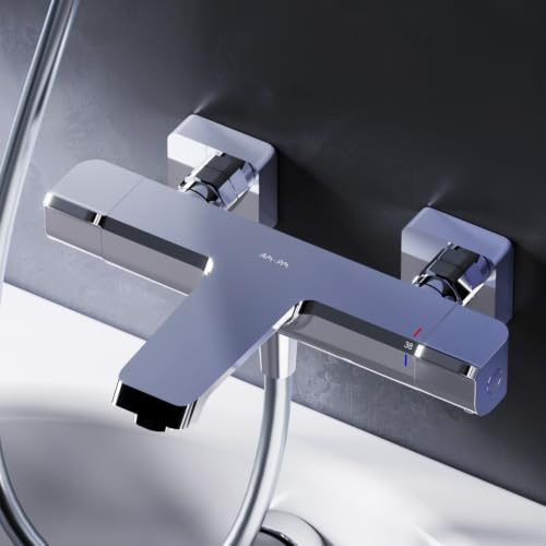 AM.PM Thermostat-Badewannenarmatur - Wannenbatterie mit Temperaturregelung, Wannenthermostat mit Verbrühschutz und Sicherheitssperre für Bad und Dusche, Chrom, Flash FNA50000