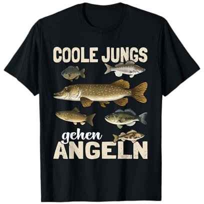 Coole Jungs gehen Angeln lustiges Fische Sportfischer Angler T-Shirt