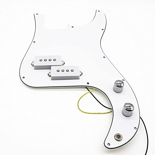 ROZILO Weißer 3-lagiger vorverdrahteter Bass-Pickguard für P-Bass für Präzisions-P-Bass