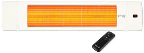 OPRANIC PRO V70R Infrarot Heizstrahler Outdoor – Deckenheizstrahler– Heizstrahler Terrasse Elektrisch – Terrassenheizer – IP65 wasserdicht – Fernbedienung – Timer (Wolkenweiß, 2300 Watt)