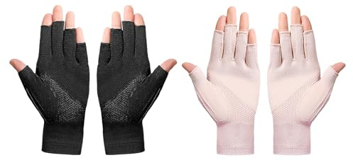 Moonlove 2 Pairs Women Summer Outdoor Sun Protection Gloves Set Adults Teens Breathable Non-slip Solid Colors Fingerless Touchscreen Sunblock Cycling Gloves for Driving Golfing Fishing