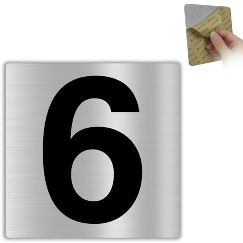 LEIASA | Numéro Maison n. 6-10x10 cm - Aluminium - Plaque Boîte Lettres | Chiffre Porte Appartement, Signal Numérotation Immeuble, Pancarte Adresse de Rue, Sticker Entrée Palier et Escalier