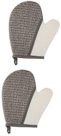 BIUDECO 2 Stück Peeling Badehandschuhe Aus Flachs Zwei Seiten Scheuertuch Leicht Tragbar Für Körperreinigung Und Wellness Beim Reisen