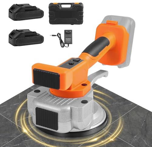 MINENICE Vibratore per Piastrelle, Ventosa da 145mm, Piastrellatrice Elettrica per Piastrelle con 2x2000mAh Batterie, Livellatrice 9 Velocità Regolabili, Ventosa Vibrante per Piastrelle da 0,3-2,4 m