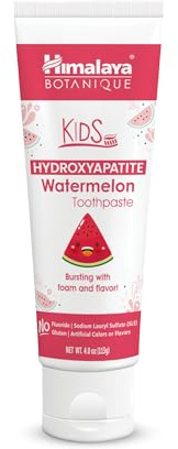 Himalaya Botanique Kids Hydroxyapatite Toothpaste, Watermelon Flavor - Nano Hydroxyapatite to Support Remineralization and Restore Enamel, Fluoride-Free, Vegan, Gluten Free, 4 oz