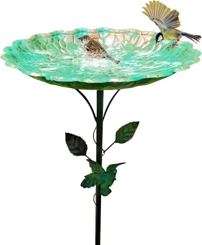Vogeltränke Stehend Vintage Vogelbad Garten Metall Bird Bath,Ultra Rostfrei Robust Langlebig Futter und Wasserschale Vintage Vogeltränke Wassertränke Gartendeko Draußen für Vögel (D)