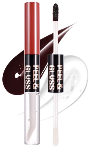 Erinde 2-i-1 Peel Off Lip Liner Stain och Lip Oil, högpigmenterad läpliner tatuering, ljusa färger, långvarig, fuktgivande läppglans, vårdar och återfuktar läpparna #05