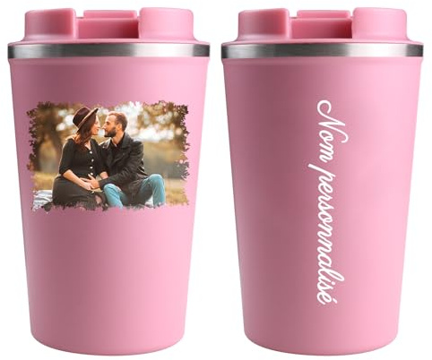 loongway Mug Isotherme Personnalisable Thermos 380ml Café Mug Isotherme Acier Inoxydable Cafe Gobelet Voyage Étanche Convient comme cadeau pour les anniversaires et les fêtes