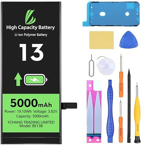 LL TRADER Batterie pour iPhone 13, 5000mAh Batterie Haute capacité avec Outils de réparation