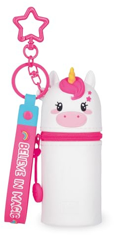 Legami - Portamonete con Portachiavi Mini Kawaii, Tema Unicorn, con Anello a Spirale, Moschettone e Laccio da Polso, in Silicone, 5 x 12 x 5 cm