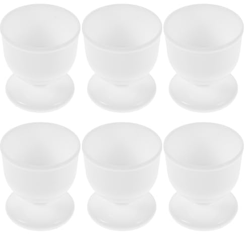 Luxshiny Hueveras Metálicas de Color 6 Piezas, Porta Huevos Frescos Base Alta, Organizador Compacto para Cocina y Desayuno, Soporte Estable para Huevos Cocidos Vapor
