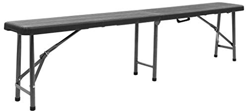 MOBCANT 2 STK. zusammenklappbare Klappbank & Gartenbank Schwarz Pulverbeschichteter Stahl Klappbare Gartenbänke mit Tragegriff Gartenbänke für Picknicks, Partys, Campingausflüge (180 x 25 x 43 cm)