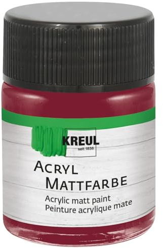 KREUL 75569 – Akrylmatt färg, vinröd i 50 ml glas, krämigt täckande, snabbtorkande vattenbaserad färg, lämplig för många olika ytor