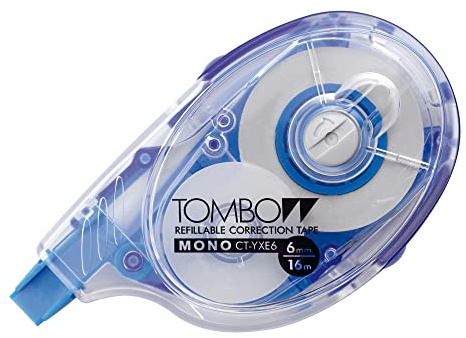 Tombow CT-YXE6 Nachfüllbarer Korrekturroller, extra-langes Band 6 mm x 16 m, geblistert