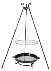 Barbecue suspendu nortpol farmcook grille inox pan32 pieds 80 cm avec grille et grille en inox pan32 cuve