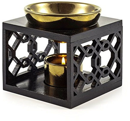 pajoma Holz/Keramik Duftlampe ''Oriental'', L 12 x B 12 x H 9,5 cm, schwarz Gold