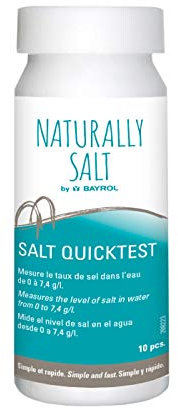 BAYROL Salz Teststreifen - Dose mit 10 Teststrips zur Bestimmung des Salzgehaltes im Pool - Misst die Salzkonzentration zwischen 0 und 7,4 g l - Für Pools mit Salzelektrolyse 288223 Weiß
