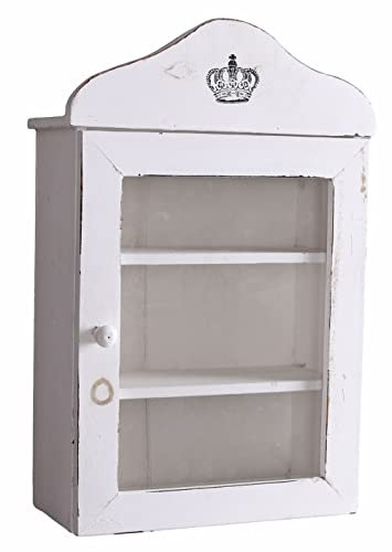 Unbekannt Medizinschrank „Villa Amalia“ – Shabby Chic Wandvitrine | Glastür mit Krone | Vintage Arzneischrank Weiß mxa055 Palazzo Exklusiv
