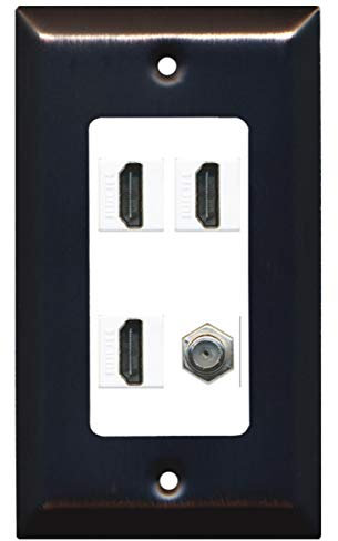 Riteav – 3 x HDMI e 1 x cavo coassiale TV tipo F porta piastra da parete decorativo Bronze/White