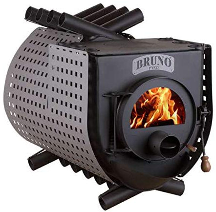 Werkstattofen Bruno Pyro V mit Herdplatte - 25 kW Warmluftofen - Energieeffizienzklasse A - Zulassung für Deutschland und Schweiz - BimSchV (ohne Untergestell, Seitenverkleidung Quattro)