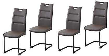 HTI-Line Schwingstuhl 4er Set PU braun DannyP Freischwinger Esszimmerstuhl Kunstleder