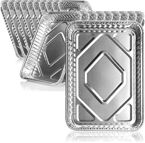 COM-FOUR® Bol à grill 20x, bols jetables en aluminium, poêle à grill en aluminium pour les grillades, la cuisson et la cuisson, égouttoir pour four, grill et barbecue (20 pièces - 32 x 23 x 4 cm)