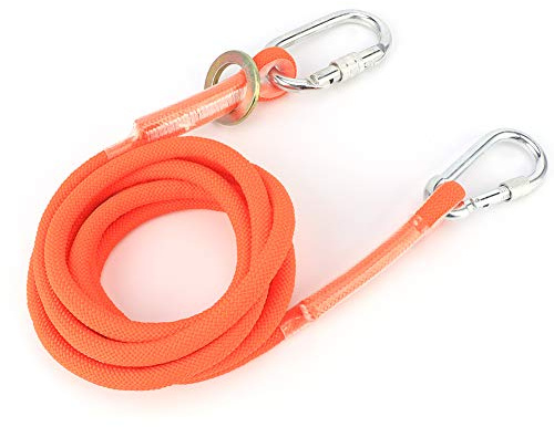 VGEBY Outdoor Kletterseil, 3m Sicherheitsseil Lager 1800kg Hochfestes Gurtseil mit Karabiner aus Stahllegierung für Arbeiten in der Höhe Camping Sport