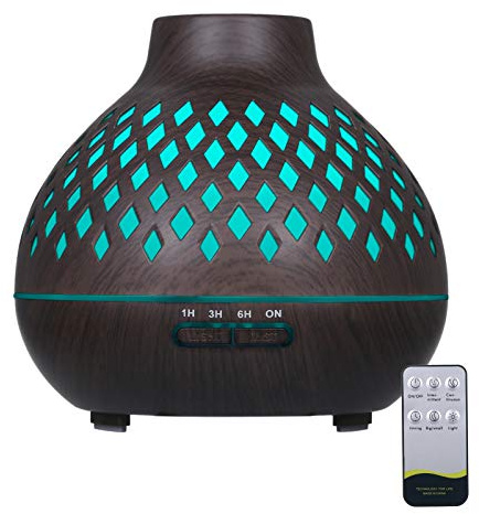 Decdeal Essential Oils Diffuser, 400ml Ultrasonic Air Humidifier Aroma Diffuser Mist Maker with Remote Control,7 Colorful Lights,4 Levels Time Setting,2 Spray Modes for Yoga Relax Home Bedroom Room