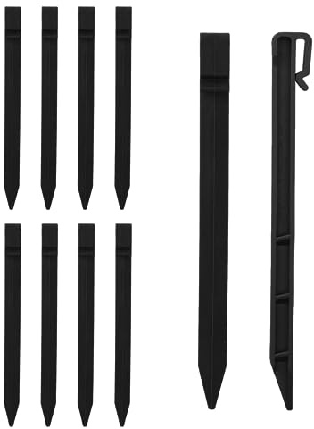 SLDHFE Landschaftseinfassung, Verankerungsstäbe, Garteneinfassung, Spikes, Kunststoff-Bodenpfähle, Landschaftseinfassung, für Pflanzenstütze, Zelte, 25,4 cm, Schwarz 24 cm, 50 Stück