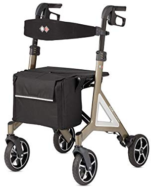 Bischoff & Bischoff Alevo Country Déambulateur pliable – Déambulateur tout terrain intérieur et extérieur – Chariot avec pneus profilés et sac amovible Platine
