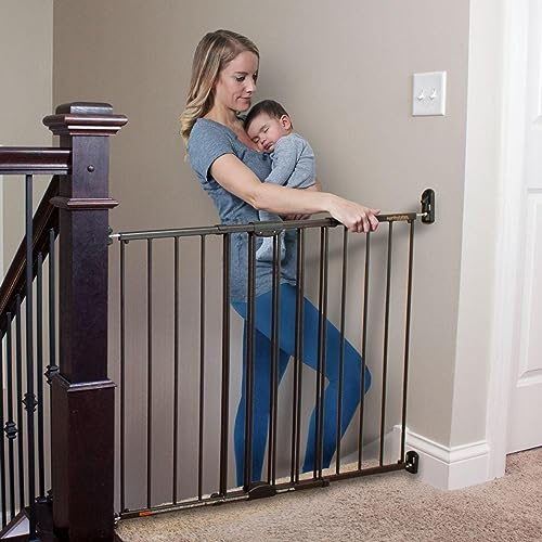 Toddleroo Easy Swing & Lock Baby Gate for Top of Stairs: 31 Tall, Bronze