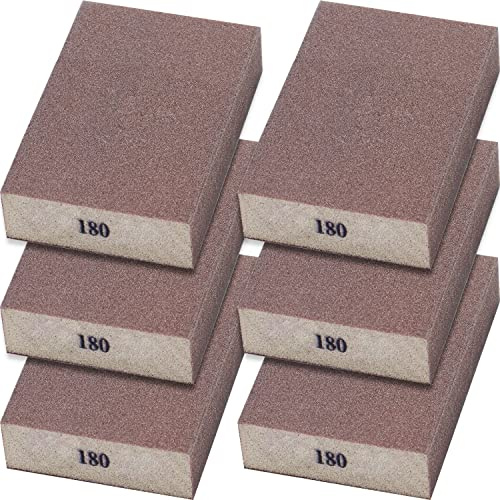 Sunxeke 6 spugne abrasive a grana fine 180 per pennelli da pentola, spazzola per legno, levigatura del metallo, lavabili e riutilizzabili, N-G-001-180