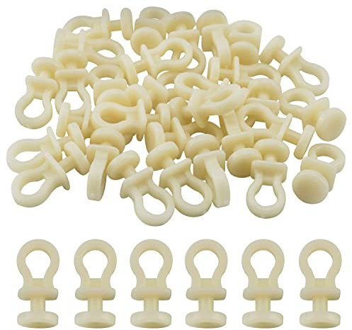 ZZLZX 60PCS Curtain Track Pulley Hooks, White Plastic Curtain Track Carrier Glide Rollers, Curtain Slider Track Bearing Wheel Used in Home, Office, Restaurant, Hotel