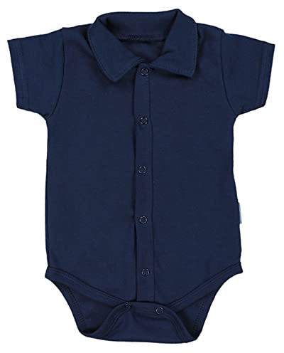 TupTam Body Neonato a Manica Lunga o Corta con Colletto – Body Bambino 100% Cotone OEKO-TEX, Manica corta blu scuro, 86