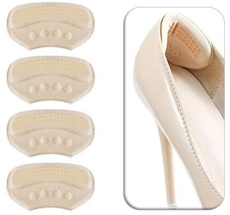 VivoFoot 4 Stück Fersenpolster,Ferseneinlagen für Lockere Schuhe, Fersenschutz, Fersenkissen für Schuhe, Selbstklebende Fersenhalter gegen Blasen & Reibung (Beige)