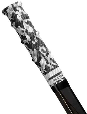 ROCKETGRIP Impugnatura sportiva per bastone da hockey su ghiaccio - Manopole da hockey in tessuto mimetico - Accessori da hockey per adulti e bambini (grigio camo)