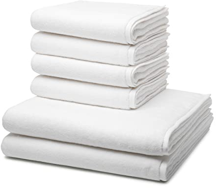 Ross - 6 teiliges Frottier-Set - Sensual Skin (4 X Handtuch 2 X Duschtuch im Set) - 500 g/m2 - Baumwolle - Walkfrottee - saugstark - weich und flauschig - Weiß