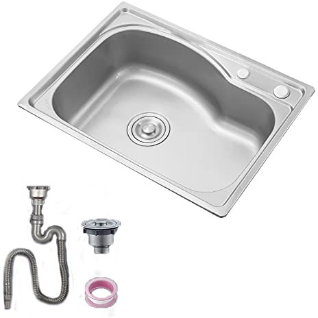 Unterbauspüle aus Edelstahl mit Abtropfgestell – ideal für kleine Küche, Outdoor, Camping & Wäsche – tragbare Handwaschstation für Restaurant, Garage & Garten – Waschbecken für Wohnmobil