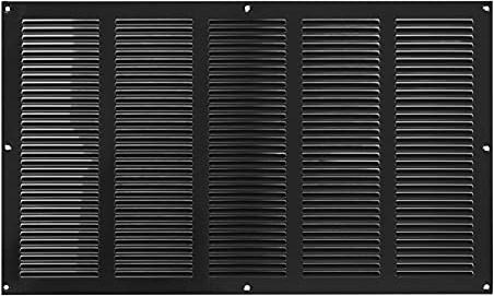 500x300mm Ventilationsgaller i Svart Stål med Myggskydd - Metallgaller för Ventilation