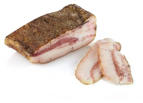 Der wahre Guanciale Speck Gourmet seit 1978 550g, hergestellt aus italienischen Schweinen, allergenfrei, Ideal für Amatriciana und Carbonara Rezepte.