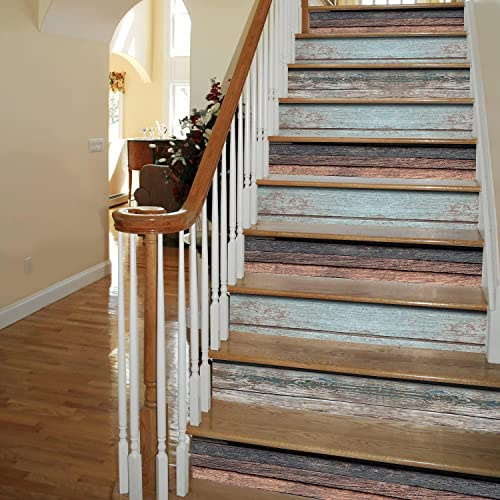 Neukids treppen dekorfolie vinyl treppenstufen Holzoptik, Vintage treppenaufkleber Selbstklebende, treppenstufen verkleidung treppenfolie Vintage Holzmaserung