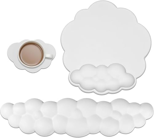 Duscdesp Tapis de souris 3 en 1 pour clavier et tapis de souris avec base antidérapante, support de poignet ergonomique en mousse à mémoire de forme pour le bureau et les jeux vidéo
