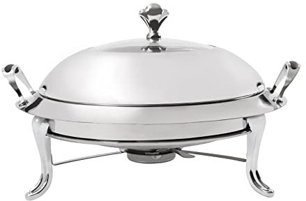 soudesileim Set da 3 litri rotondo Chafing Dish, 28 cm, in acciaio inox, scaldavivande con coperchio traspirante, contenitore per catering, buffet e feste (argentato)