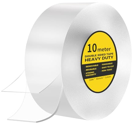 10 Meter Transparentes Doppelseitiges Klebeband Extra Stark,doppelseitiges klebeband transparent, Fotowand, Küche, Zuhause, Auto, Outdoor, Abnehmbar und Spurlos.
