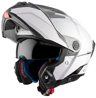 MT Helmets MT Systemhelm Atom II glänzend weiß Größe M | | Helmen | Druckknopf | Kunststoff | geeignet für Moped, Maxi-Roller, Motorrad, Mofa, Schaltmoped, vierfach, Roller